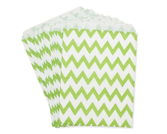 Party Favor Bag, Paper Favor Bags, Lime Green Chevron Favor Bags, Lime Wedding Favor, 1st Birthday Favor, Frog Party Decor, Garden Tea Party