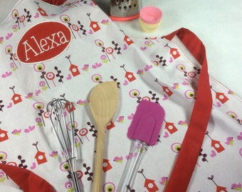 Kids Personalised Apron Chef Hat. Personalised Apron &/or Personalised Apron, Chef Oufit Personalised Kids Chef Hat, Birdhouse Apron