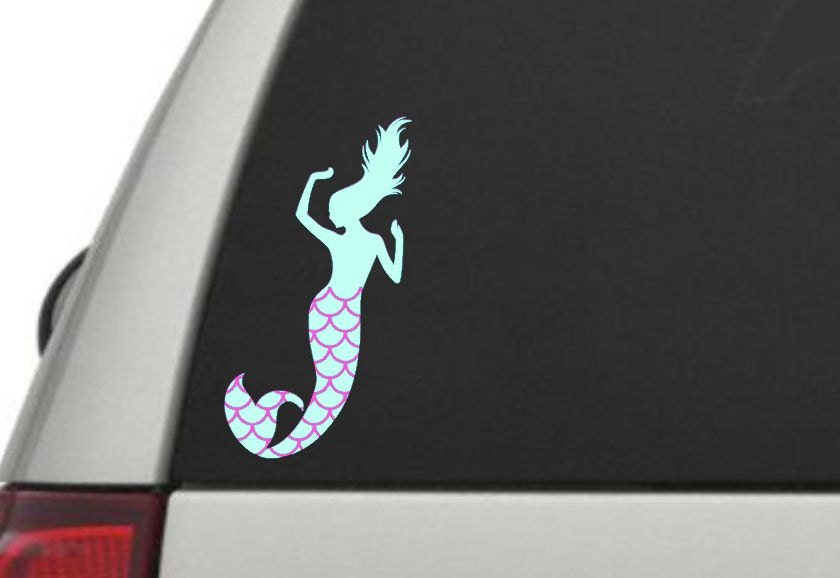 Standing mermaid car decal two tone mermaid car decal