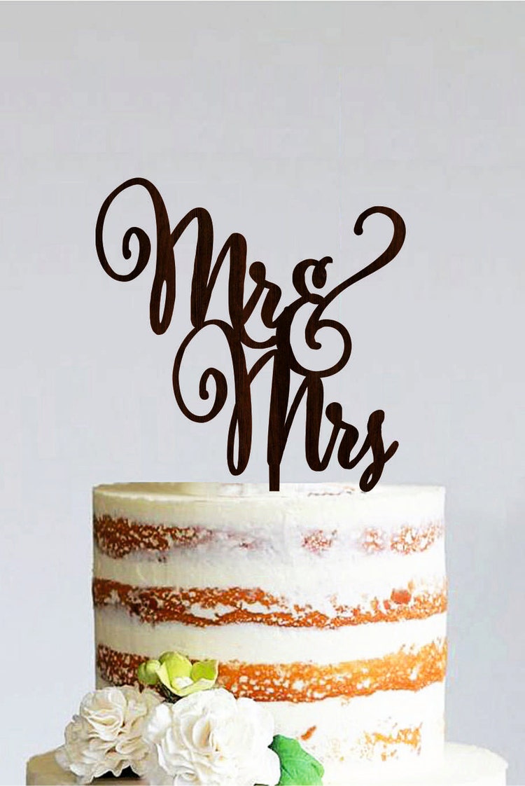 Mr and Mrs wedding cake topper Wooden Cake by
