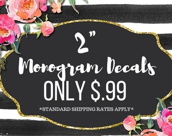2" Monogram Decal | ONLY 99 CENTS! | 2 Inch Monogram | Vinyl Monogram | Custom Monogram | Monogram Sticker | Yeti Decal | Sale