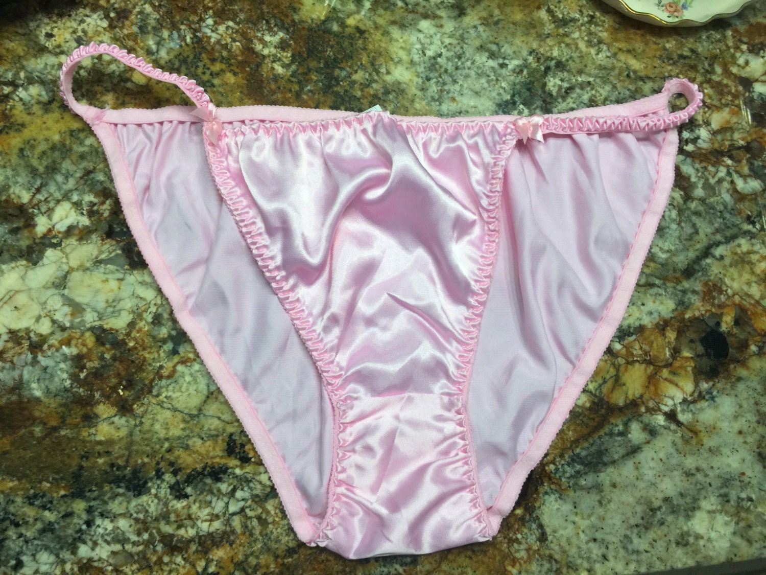 Pink Satin String Bikini Panties 5xl