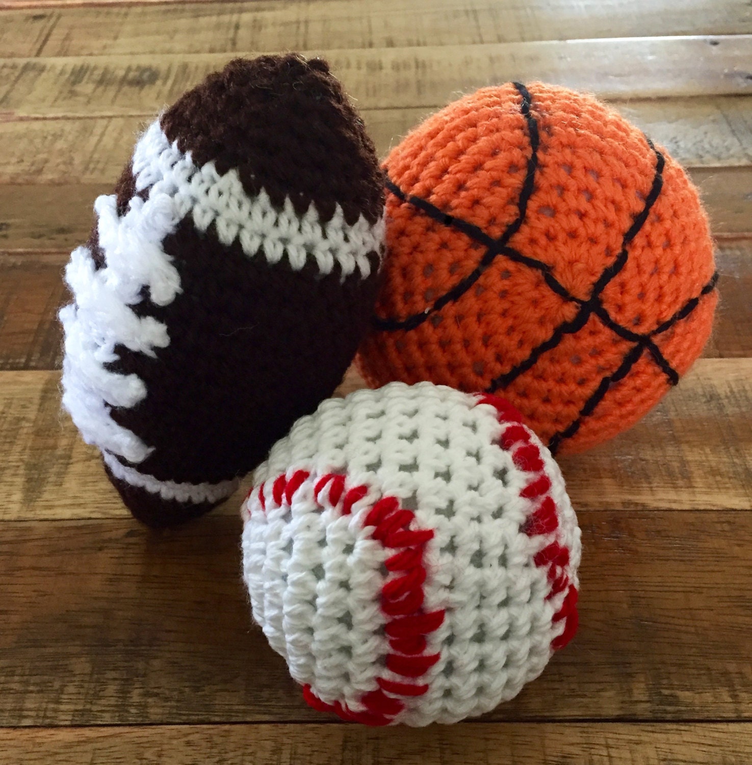 Crochet sports ball trio crochet football crochet baseball