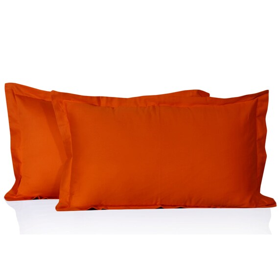Orange Color 2 Pcs Pillow Shams 100 Egyptian by CalicoHomes