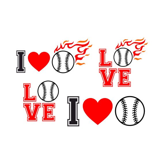 Download Baseball SVG i love Baseball Clip art DXF EPS files Cut