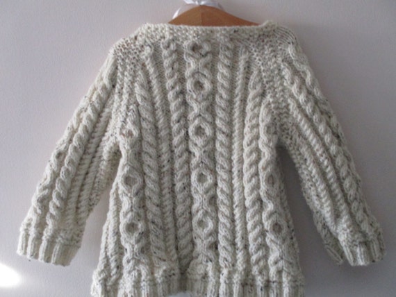 Aran top - traditional  style - handmade - knitted - age up to 2  - toddler - jumper - sweater - geansai arann  - kids knit - unisex styling