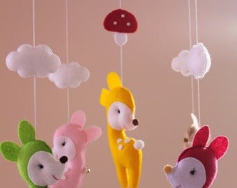 Bamby Felt Baby Mobile, Crib Mobile, Nursery Mobile, Ready to Ship