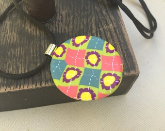 Argyle Flower Polymer Clay Necklace