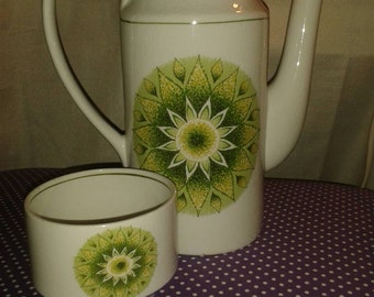 English Ironstone Pottery. TOBAGO Coffee pot and sugar bowl.