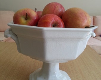 Red Cliff Ironstone Heirloom compote pedestal large centerpiece bowl vintage fine china dinnerware