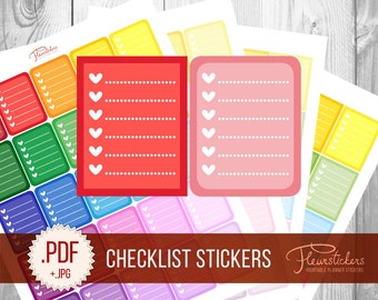 Printable Full Box Planner Stickers Checklist planner stickers Hearts planner Sticker Full Box Planner Sticker for use Erin Condren Stickers