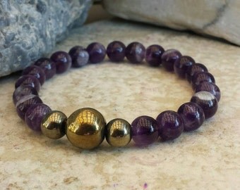 Large Natural Amethyst Stretch Bracelet