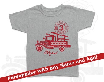 Firetruck Birthday Shirt, Personalized Birthday Shirts, Personalized Kids Shirts, Firefighter Birthday Shirt, Firefighter Birthday Party