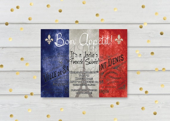 French Themed Dinner Party Invitations 8