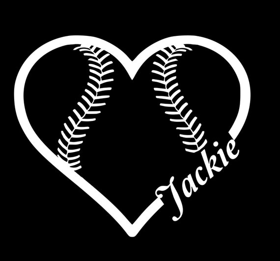 Softball Name Heart Iron on Decal Custom by TheLazyIdesigns