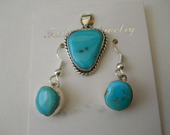 Morenci Turquoise Pendant and Earring Set