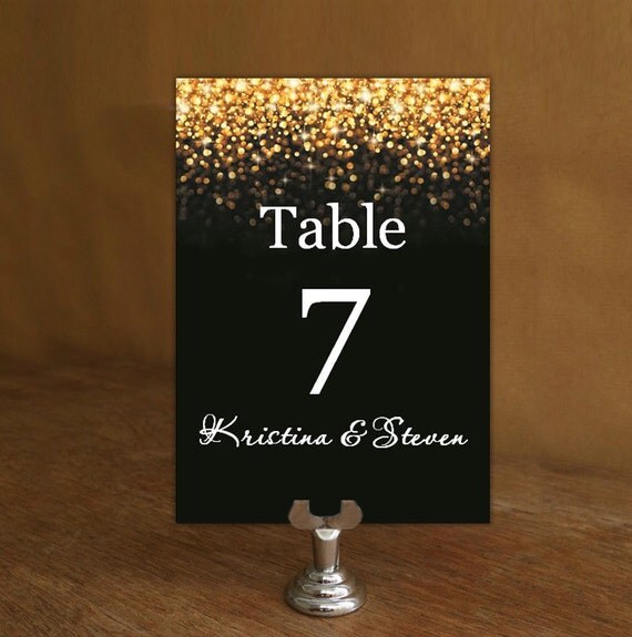 7 template printable number Gold Cards Table Wedding and Glitter Numbers Printable Black