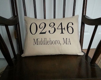 Personalized Zip Code, City & State Pillow