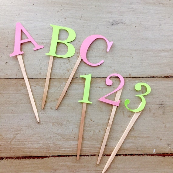 letter number cupcake toppers personalized cupcake toppers