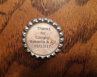 Set of 15 Personalized Custom Made Wedding Favor Magnets - Cute Wedding Favors - Wedding Favor Magnets - Bottle Cap Magnets - Wedding Favors