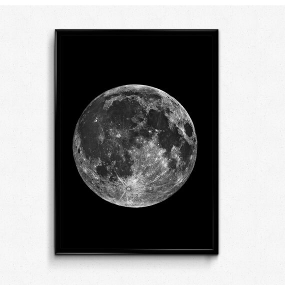 Full moon print Printable moon Moon poster Luna print