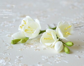 Wedding Hair Pins Ivory Wedding hair piece Hair Pins freesia Bridal Flower hair pin Head Piece Wedding hair accessories Ivory Boho hair pins