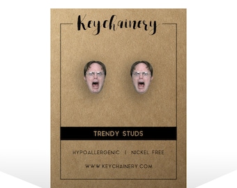 Dwight Schrute Stud Earrings - The Office Stud Earrings Inspired - Tv Show Stud Earrings