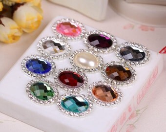 3 pcs 18*24mm Rhinestone Metal Embellishment Cabochon , Kawaii DIY Cabochon , Cute Supplies Making Hair rope Bow Centers (1-222)