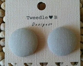 Sandy Beige - Fabric Button Earrings
