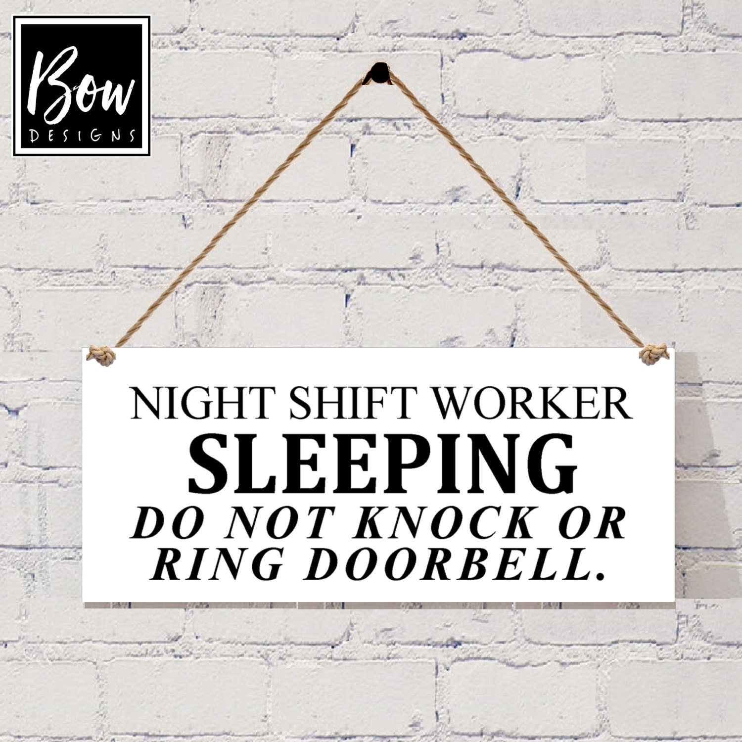 Night shift worker nurses door sign do not disturb sleeping