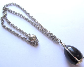Black Onyx Pendant - Black Onyx Necklace - Silver Onyx Necklace - Silver Gold Filled Onyx Necklace - Silver Onyx Pendant -Onyx Egg Pendant