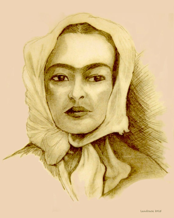 LA COMUNISTA Frida Kahlo Pencil Portrait by AlderLandraceArts