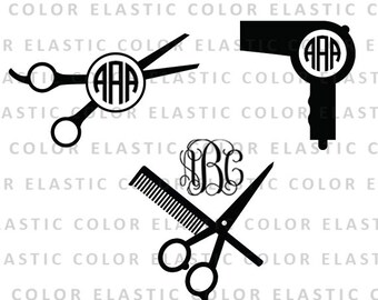 Hairdresser svg, hairdresser monogram svg files - barber salon vector digital download - hair clipart svg, dxf, eps, png