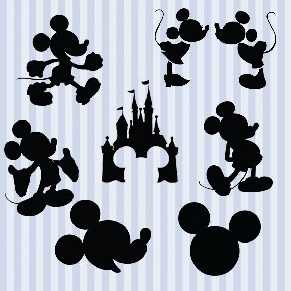 Download Mickey Mouse svg silhouette pack - Mickey clipart digital ...