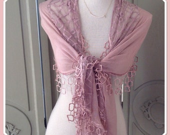 Raspberry Pink Vintage Lace Style Pashmina Wrap Shawl Scarf Weddings Races Proms Downton Abbey Look Gift IdeA