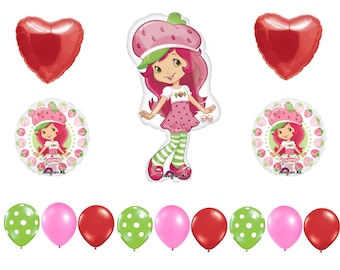 FAST SHIP Strawberry Shortcake Birthday Balloons Deluxe, Strawberry Shortcake Party Balloons, Strawberry Shortcake Birthday Party Supplies