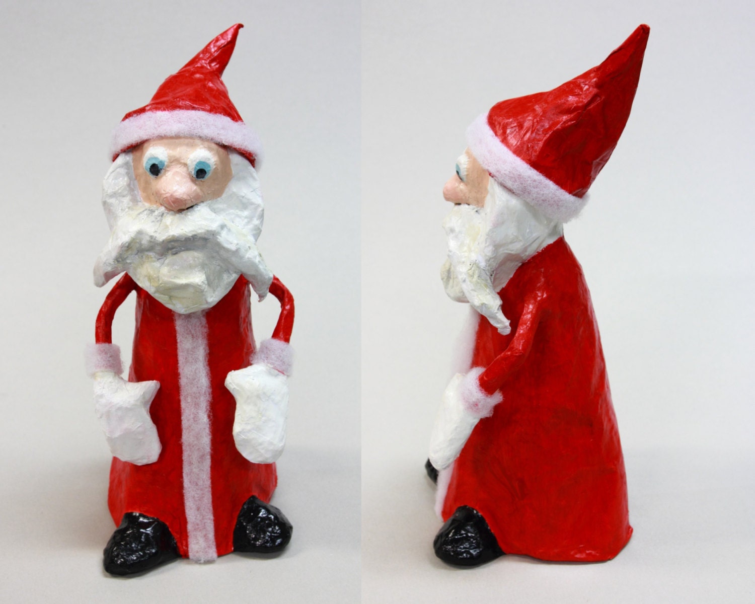 SANTA CLAUS FIGURINE paper mache sculpture ooak doll