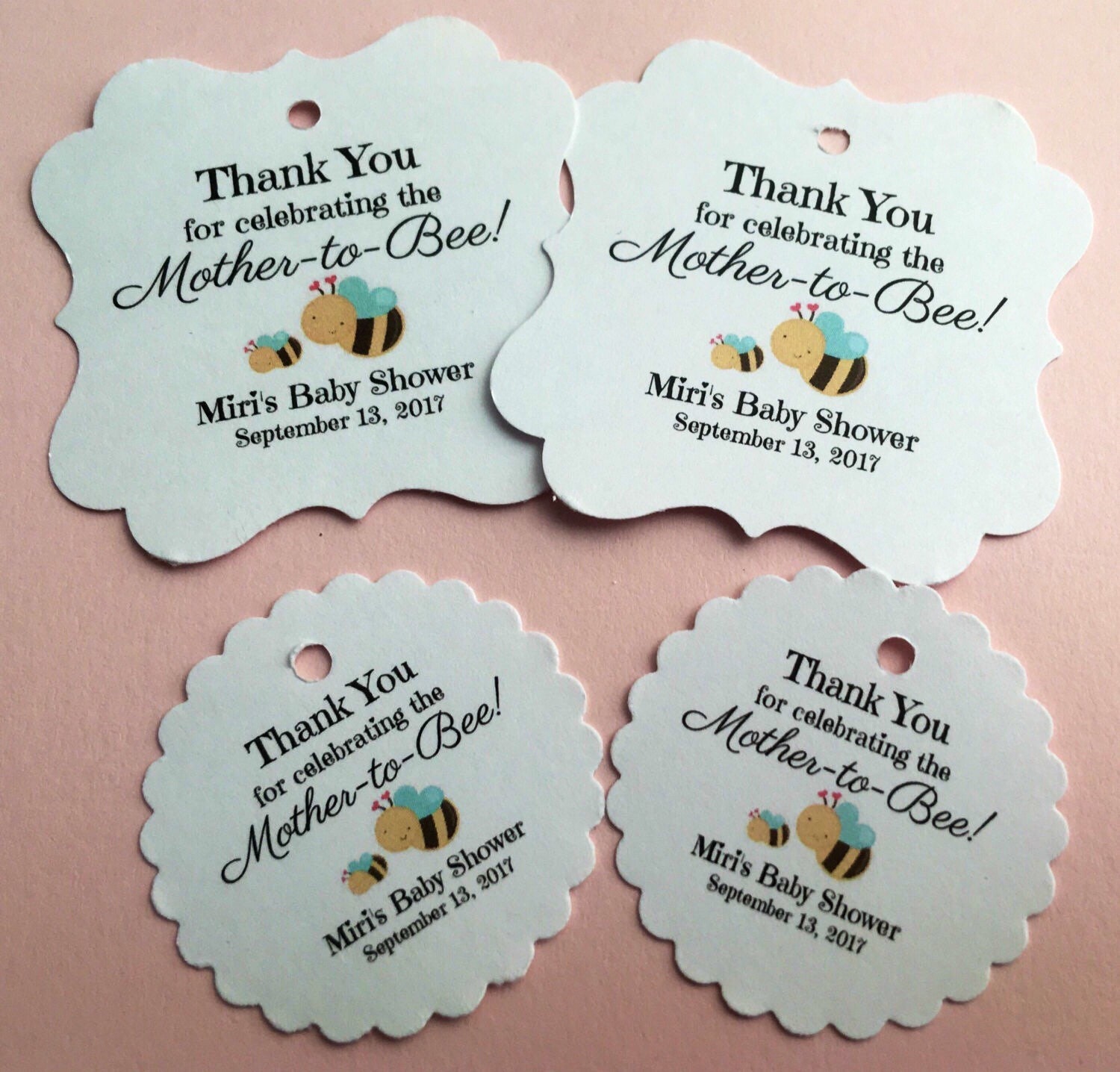 Baby shower favor tags bumble bee theme thank you tags