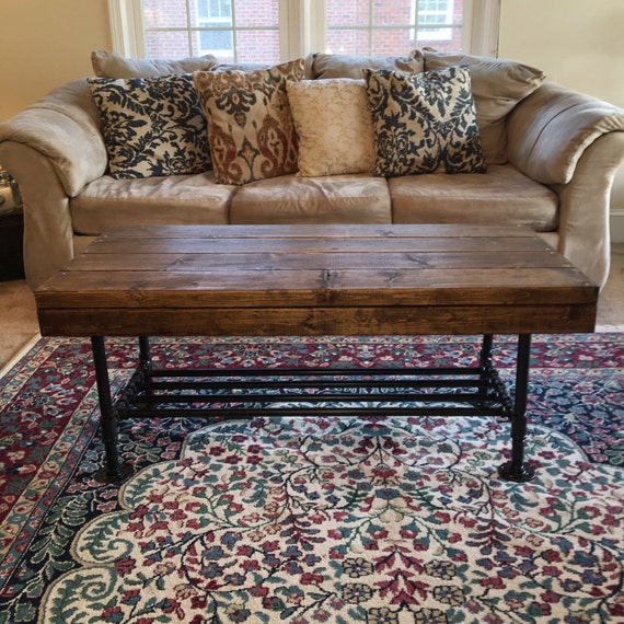 Rustic Coffee Table Pipe Legs Industrial Farmhouse
