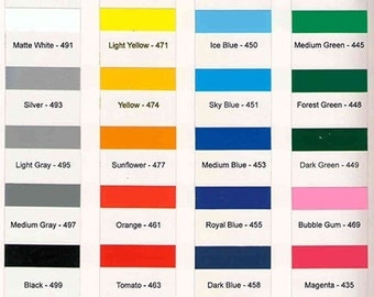 1 Yard 12" x 36" Outdoor Adhesive Vinyl 3mil (20 colors to choose from)