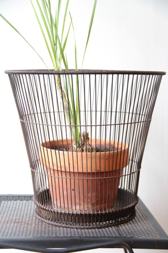 Vintage wire waste paper basket