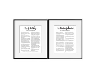 The Family Proclamation and Living Christ 16x20 Prints. LDS Prints. Mormon Art. Family Proclamation Handlettered Print. LDS Art. Calligraphy