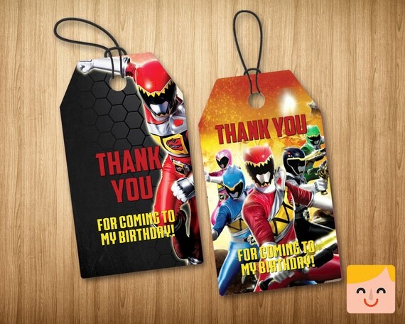 Power Rangers Thank You Tags Dino Charge by MrHappyInvites on Etsy