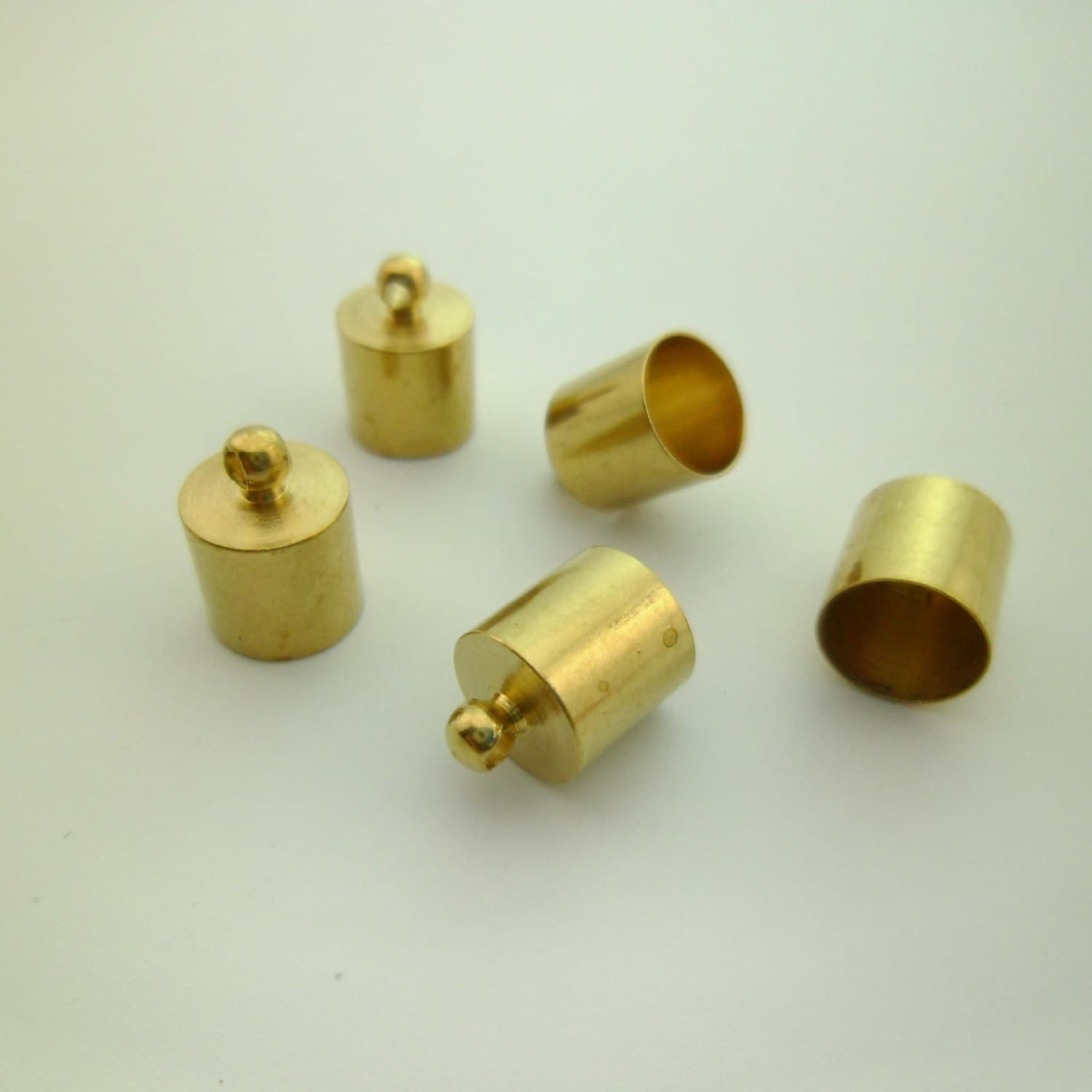 15pcs 13x9mm Raw Brass Minimalist End Caps for Tassels Leather Cord