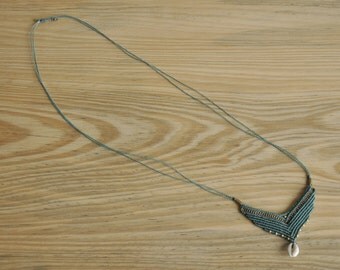 Handmade turquoise macrame necklace