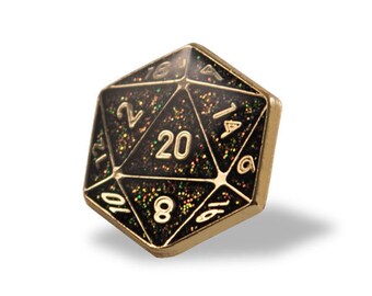 D20 Lapel Pin (Black & Gold)