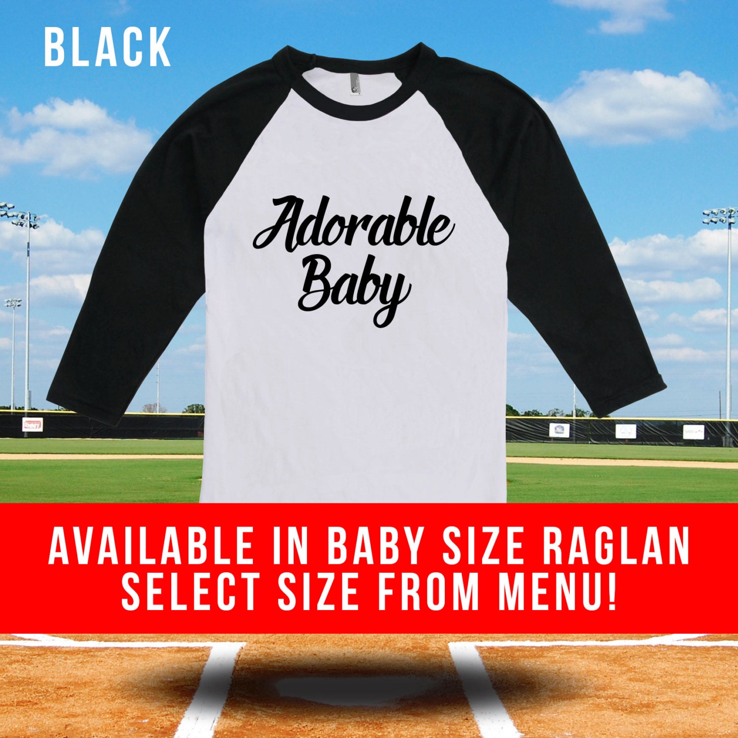 Adorable Baby Raglan baseball tee for new baby girl or boy
