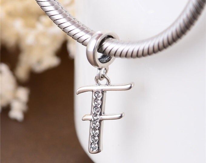 Letter F Initial Pendant Charm - 925 Sterling Silver - Personalised Gift - Gift Packaging available - Birthday Gift - Christening Gift