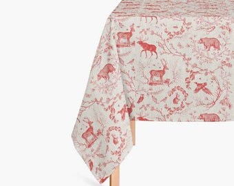Christmas Tablecloth - Red Toile - Tablecloth - Christmas - Holiday Tablecloth - Christmas Decor - Holiday Decor - Christmas Linens - Gift