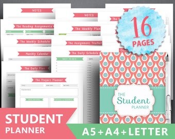 College planner printable: "STUDENT PLANNER" Letter, A4, A5, Academic Planner, Student Assignment, Student Project, Weekly Schedule, Project